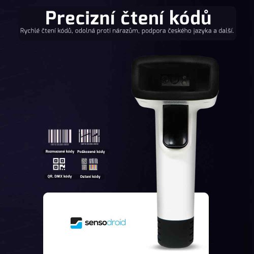 Bezdrátová čtečka čárových a QR kódů sensodroid T4080 s nabíjecí základnou